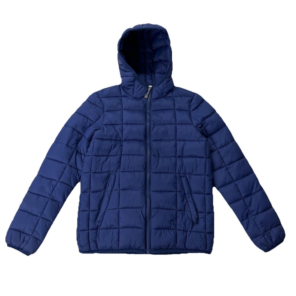 Outbound Puffer Jacket Men's Large Blue Hooded Lightweight Nylon Coat Gorpcore